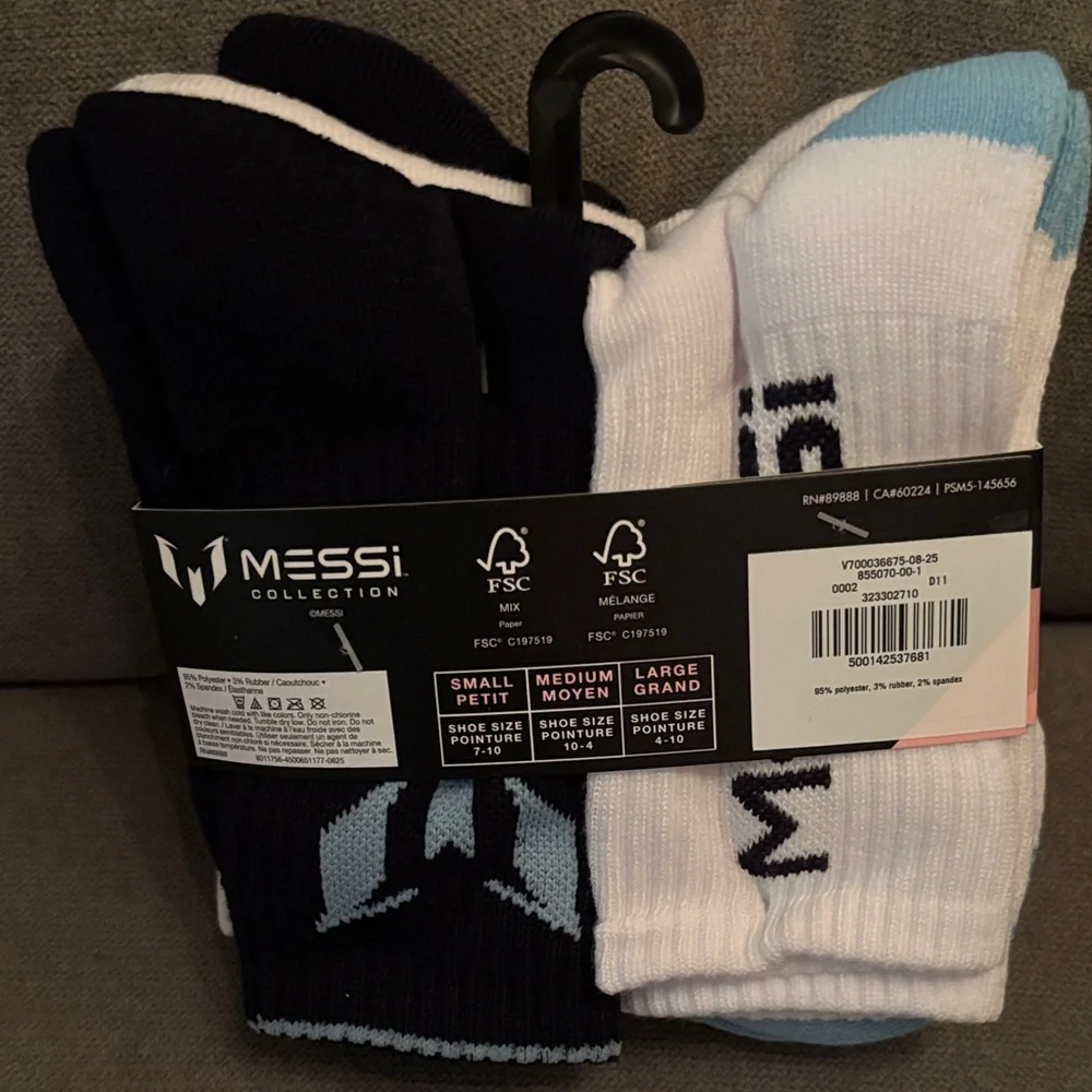 Messi Collection Boys' Cushioned Socks - 6 pairs.  Brand new with tags. - Picture 2 of 3